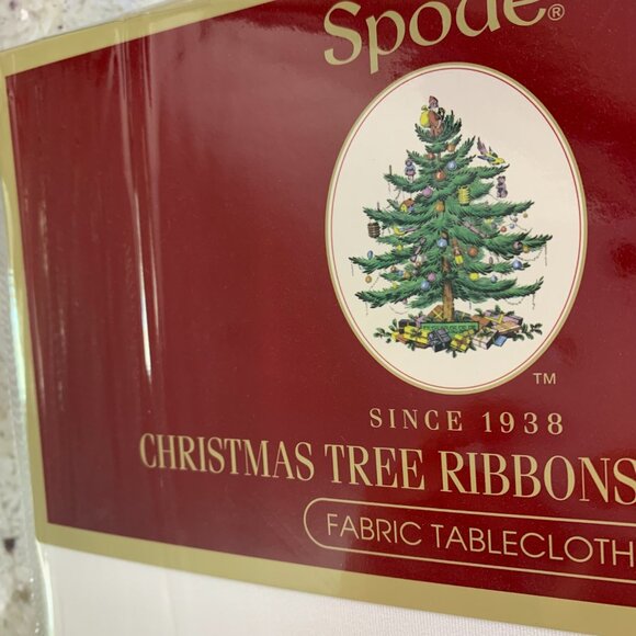 Spode Christmas Tree Tablecloth "Ribbons and Bows" 60x84 NWT - Picture 7 of 8